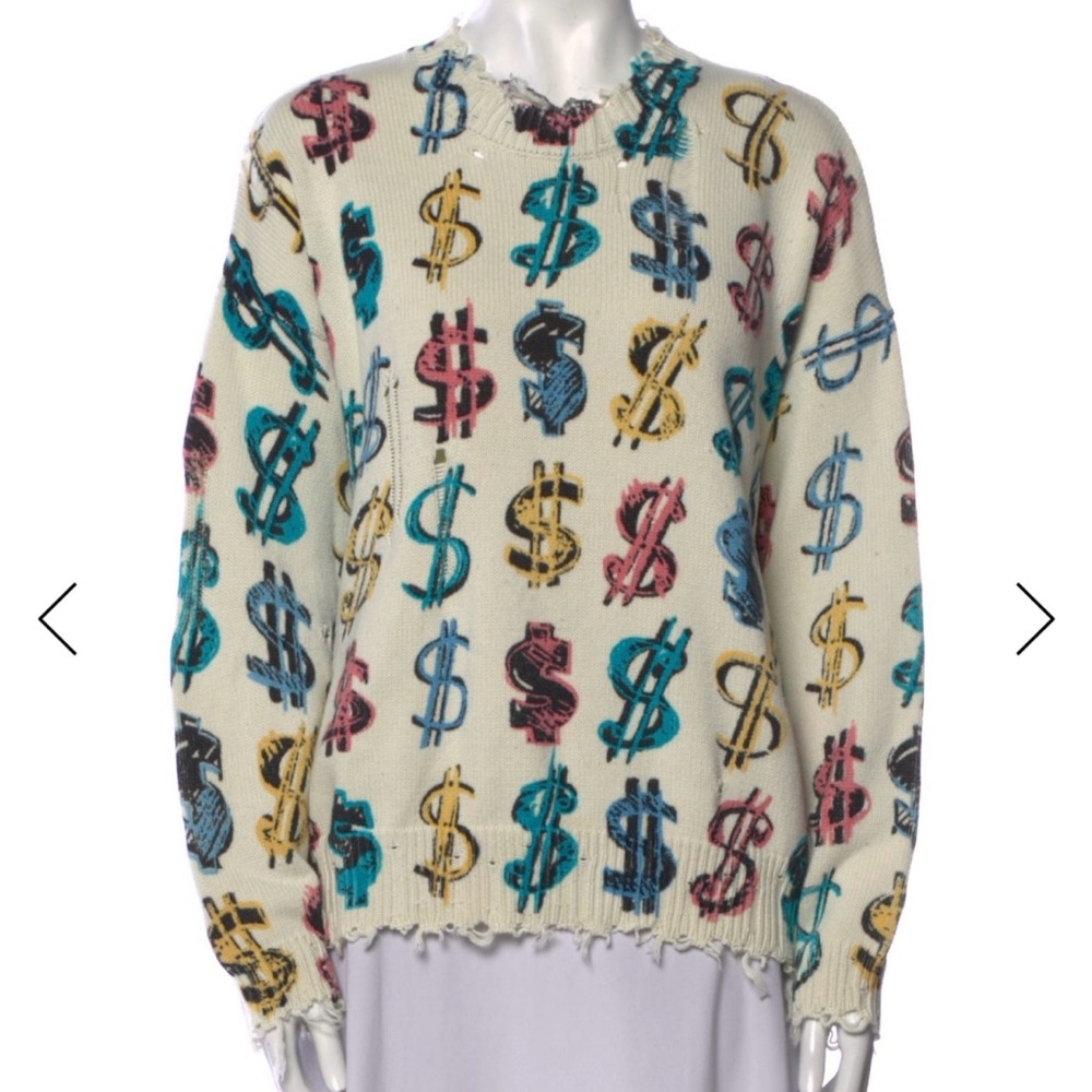 R13 Multicolor Dollar Sign Sweater